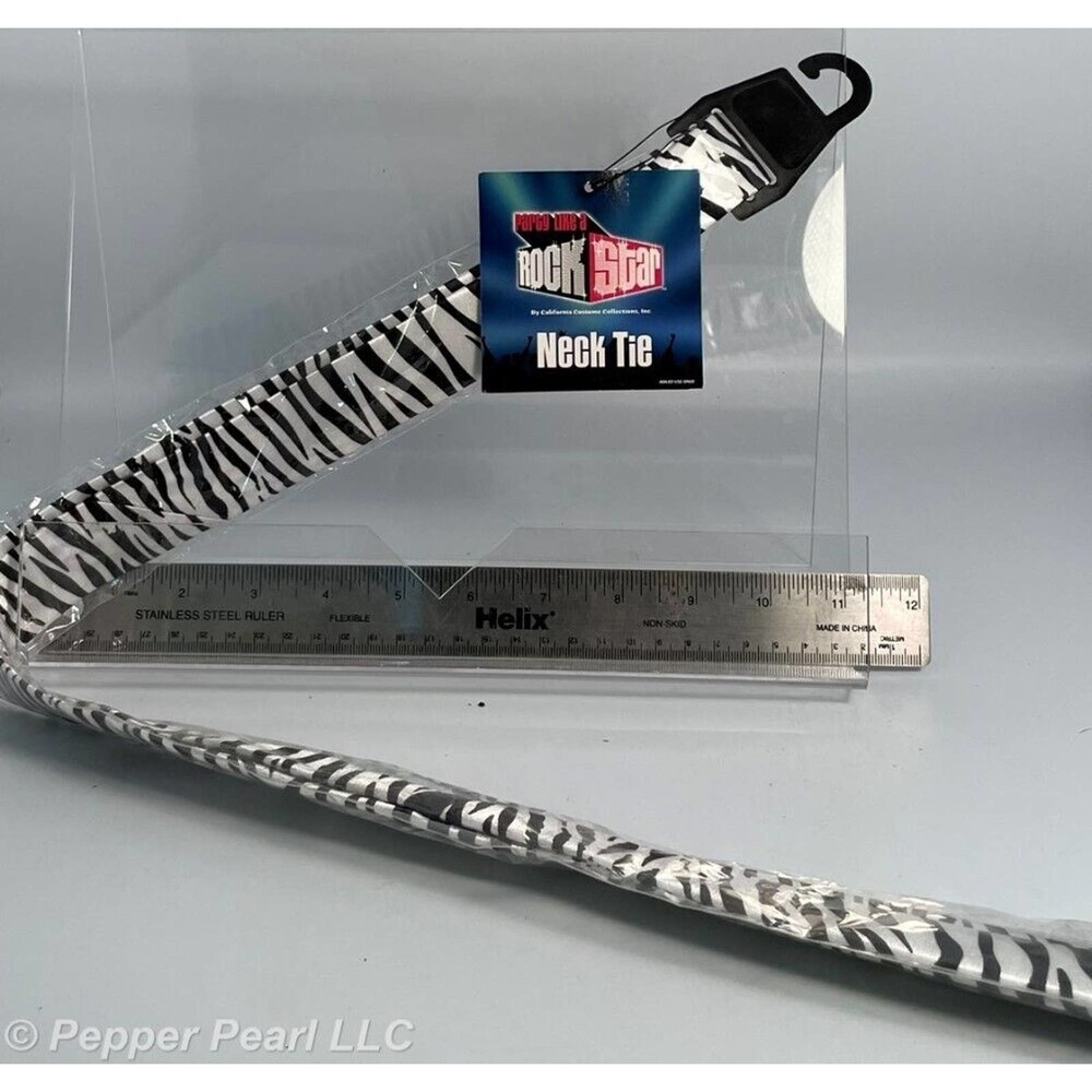 Rock Star Neck Tie Zebra Stripe for Halloween, theatre, cosplay, theater